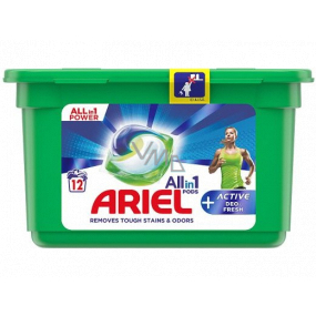 Ariel All in 1 Pods Active Deo-Fresh gélové kapsule na pranie bielizne 12 kusov