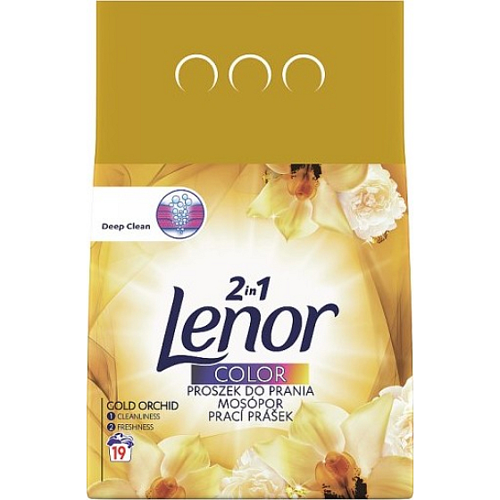 Lenor Color 2v1 Gold Orchid vôňa vanilky, mimózy, ruží a broskýň prací prášok 19 prania 1,235 kg
