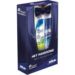Gillette Cooling Sensitive gél na holenie s eukalyptom 200 ml + Head&Shoulders Deep Cleanse Oil Control šampón proti lupinám 300 ml, kozmetická sada pre mužov