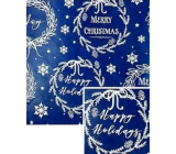 Nekupto Vianočný baliaci papier na darčeky 70 x 1000 cm Tmavo modrý, Merry & Bright