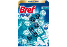 Bref Premium Color Activ Ocean WC blok pre hygienickú čistotu a sviežosť vašej toalety, farbí vodu 3 x 50 g