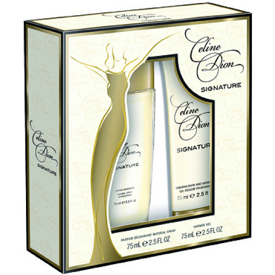 Celine Dion Signature parfumovaný dezodorant sklo pre ženy 75 ml + sprchový gél 75 ml, kozmetická sada