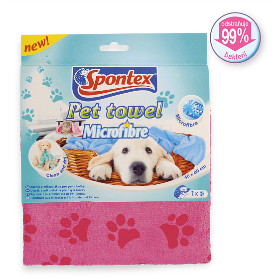Spontex Pet Towel Microfibre uterák z mikrovlákna pre psy a mačky 40 x 80 cm 1 kus