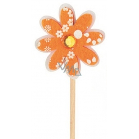 Kvetinka z filcu oranžová zápich 4 cm + špajle