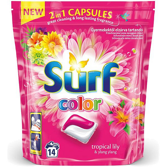 Surf Color Tropical Lily & Ylang Ylang 2v1 kapsule na pranie farebnej bielizne 14 dávok