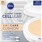 Nivea Hyaluron Cellular Filler 3v1 ošetrujúci tónovací krém make-up v hubke 02 Stredná odtieň 15 g