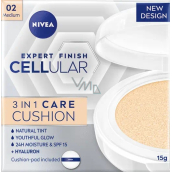 Nivea Expert Finish Cellular 3v1 Ošetrujúci tónovaný krémový make-up v hubke 02 Medium 15 g