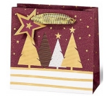 BSB Luxusná darčeková papierová taška 14,5 x 15 x 6 cm Vianočné sa stromčeky VDT 439-CD