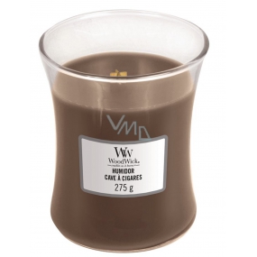 Woodwick Humidor - Puzdro na cigary vonná sviečka s dreveným knôtom a viečkom sklo stredná 275 g