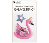 Samolepka plastická plnená trblietkami Labuť 10,5 x 18 cm