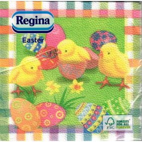 Regina Papierové obrúsky 1 vrstvové 33 x 33 cm 20 kusov Veľkonočné zelené s kuriatkami a vajíčkami
