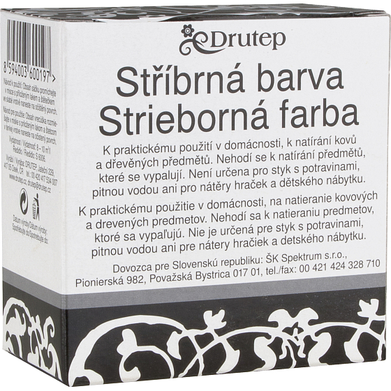 Drutep farba do domácnosti na kov a drevo v prášku, strieborná, 5 g