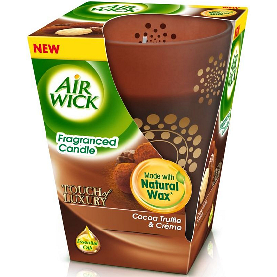 Air Wick Touch of Luxury Cocoa Truffle & Créme Prémiová vonná sviečka 150 g