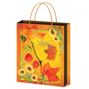 Anjel Darčeková papierová taška 15 x 12 x 5,5 cm žltá s kvetmi