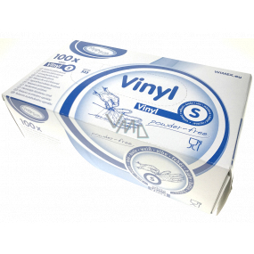 WIMEX Rukavice hygienické jednorázové vinylové nepúdrované biele, veľkosť S, box 100 kusov