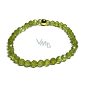 Olivín / Peridot náramok z brúseného prírodného kameňa, guľôčka 5 mm / 16 - 17 cm, kameň chrániaci ľudskú auru