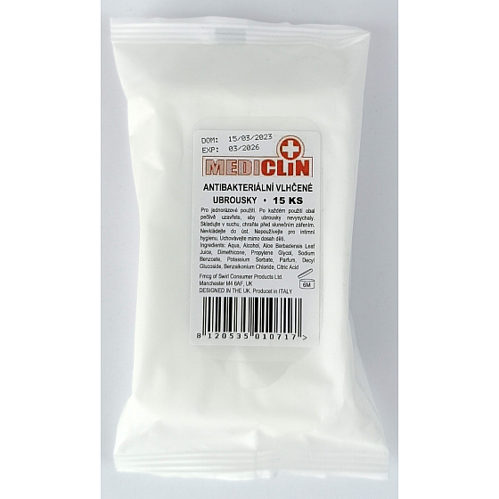 Mediclin Antibakteriálne vlhčené obrúsky s Aloe Vera 15 kusov
