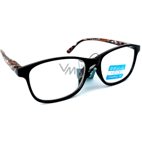 Berkeley dioptrické okuliare na čítanie +2,0 plastové čierne ornamenty stranice 1 kus R4159 INfocus