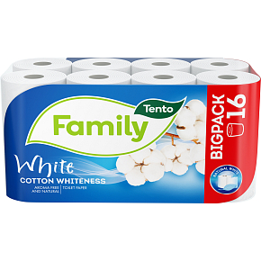 Tento White Cotton Whiteness 2vrstvový toaletný papier, 16 rolí, 18 m role