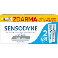 Sensodyne Extra Whitening zubná pasta 2× 75 ml + 15 ml Aktívna ochrana ďasien
