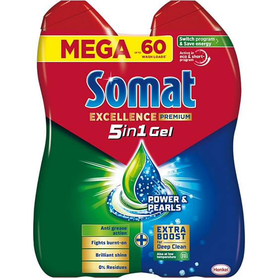 Somat Excellence Premium 5v1 gél do umývačky duo 2 x 540 ml
