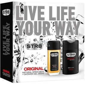 Str8 Original parfumovaný deodorant sklo pre mužov 85 ml + sprchový gél 250 ml, kozmetická sada