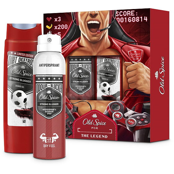 Old Spice Strong Slugger sprchový gél 250 ml + antiperspirant sprej 150 ml, kozmetická sada pre mužov