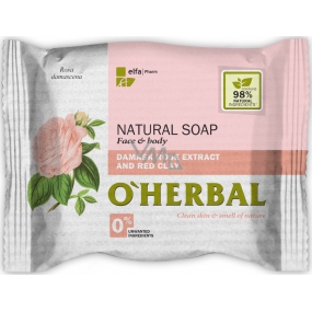 O Herbal Natural Damašková ruže a červená hlina prírodné toaletné mydlo 100 g
