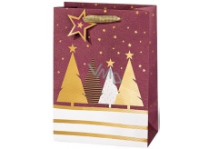 BSB Luxusná darčeková papierová taška 36 x 26 x 14 cm Vianočný sa stromčeky VDT 439-A4