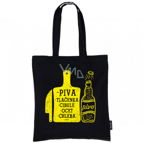 Nekupto Neplastuj Nákupná taška bavlna, Pivo, tlačenka, cibuľa, ocot, chlieb 38 x 40 x 10 cm