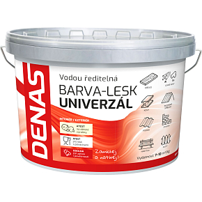 DENAS UNIVERZÁL-LESK vrchná farba na drevo, kov a betón, 0100 biela, 5 kg DENAS UNIVERZÁL-LESK vrchná farba na drevo, kov a betón, 0100 biela, 5 kg