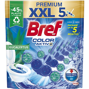 Bref Color Aktiv Eucalyptus tuhý WC blok, 5× 50 g