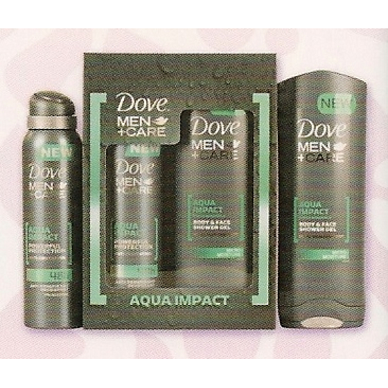 Dove Men + Care Aqua Impact sprchový gél 250 ml + antiperspirant 150 ml, kozmetická sada