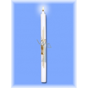Lima Kostolné krstné - Sv.Přijímání sviečka biela zdobená modro-zlate kalich 25 x 360 mm 1 kus
