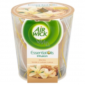 Air Wick Essential Oils Infusion Vanilla & Brown Sugar vonná sviečka v skle 105 g