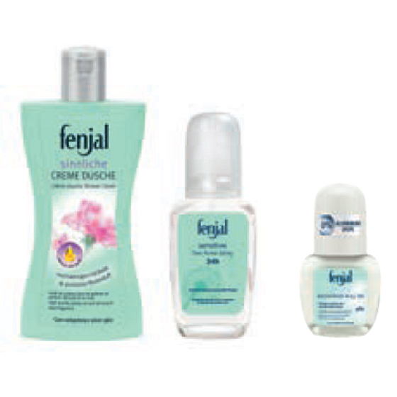 Fenjal Rose sprchový gél 200 ml + Sensitive parfumovaný deodorant sklo 75 ml + dezodorant roll-on 50 ml, kozmetická sada