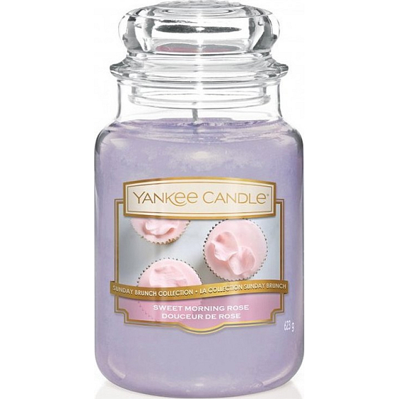 Yankee Candle Sweet Morning Rose - Sladká ranná ruža vonná sviečka Classic veľká sklo 623 g