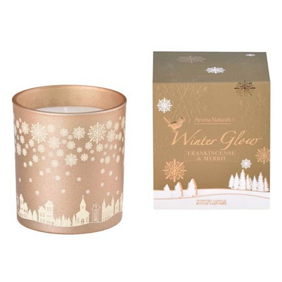 Arome Winter Glow Frankincense & Myrrha sviečka vonná sklo zlatá v darčekovej škatuľke 80 x 90 mm 500 g