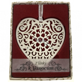 Albi Vianočný ornament s kryštálmi Swarovski na zavesenie s popisom - Z lásky k Vianociam, cca 7 x 8 cm