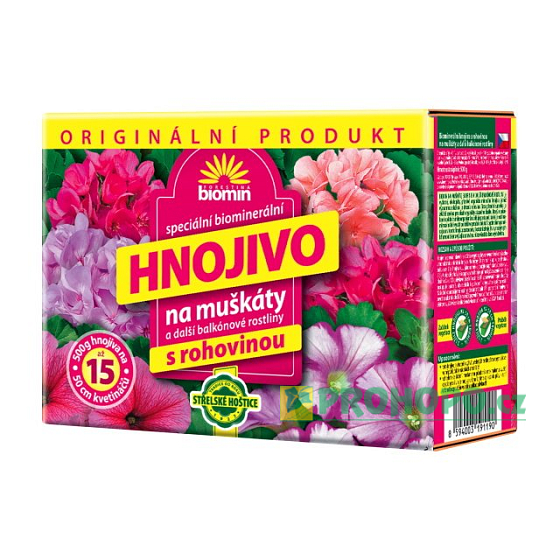 Forestina Biomin hnojivo na muškáty a ďalšie balkónové rastliny s rohovinou 500 g