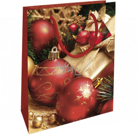 Nekupto Darčeková papierová taška 14 x 11 x 6,5 cm Vianočné s červenými bankami