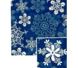 Nekupto Vianočný baliaci papier na darčeky 70 x 200 cm Modrá biela, modrá, strieborné vločky