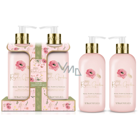 Baylis & Harding Rose, Poppy and Vanilla tekuté mydlo 300 ml + mlieko na ruky a telo 300 ml, kozmetická sada pre ženy