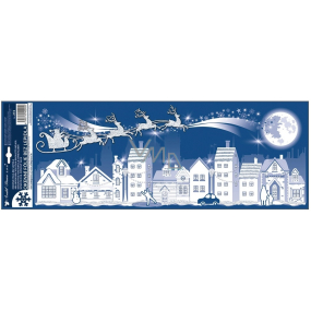 Okenná fólia Vianočné mesto s trblietkami 21 x 59,5 cm