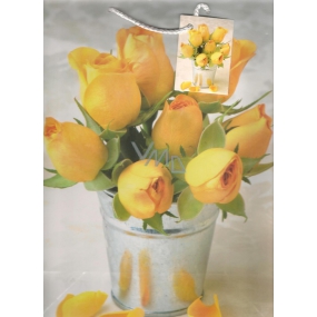 Nekupto Darčeková papierová taška 32,5 x 26 x 13 cm Žlté ruže 1 kus 643 01