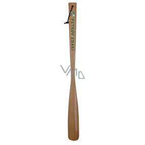 Bohemia Gifts Drevená lyžica na topánky s potlačou Pre rybárov - Petrov zdar 55 cm