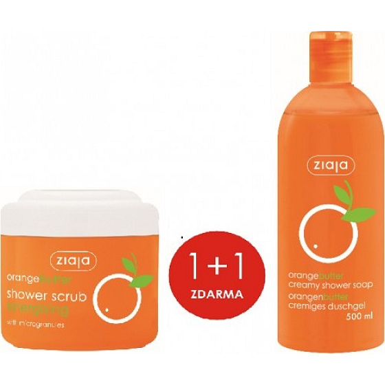 Ziaja Pomarančové maslo sprchový peeling s mikrogranulami 200 ml + sprchový gél 500 ml, duopack