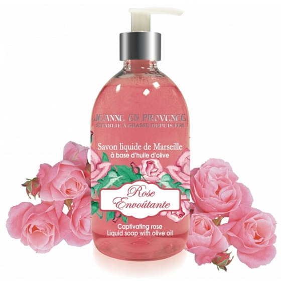 Jeanne en Provence Rose Envoutante - Podmanivá ruže tekuté mydlo na ruky dávkovač 500 ml