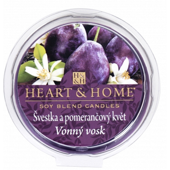 Heart & Home Slivka a pomarančový kvet Sójový prírodný vonný vosk 27 g
