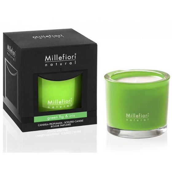 Millefiori Milano Natural Green Fig & Iris - Zelený figa a Kosatec Vonná sviečka horí až 60 hodín 180 g